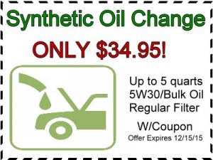 Synthetic oil change coupon
